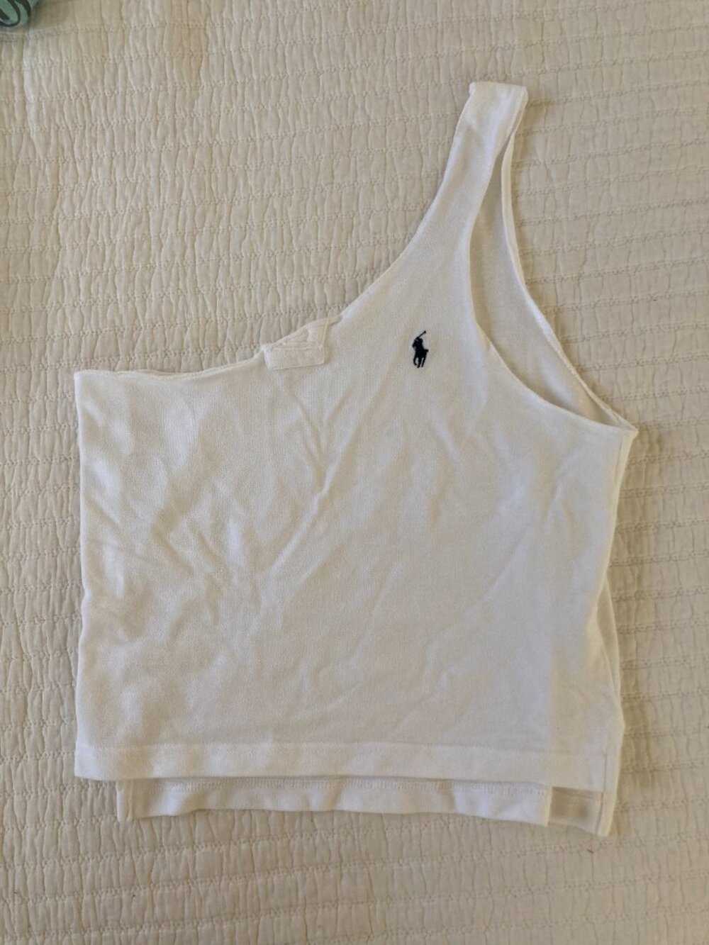 Upcycled Ralph Lauren one shoulder top